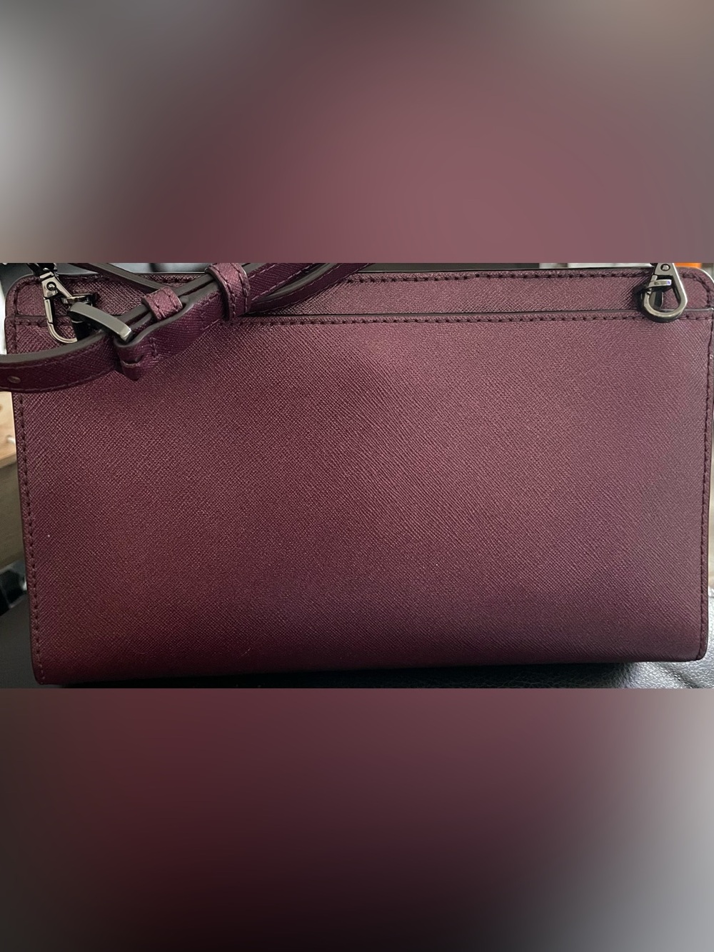 Michael Kors Plum Saffiano Crossbody with Gold Logo - Picture 2 of 5